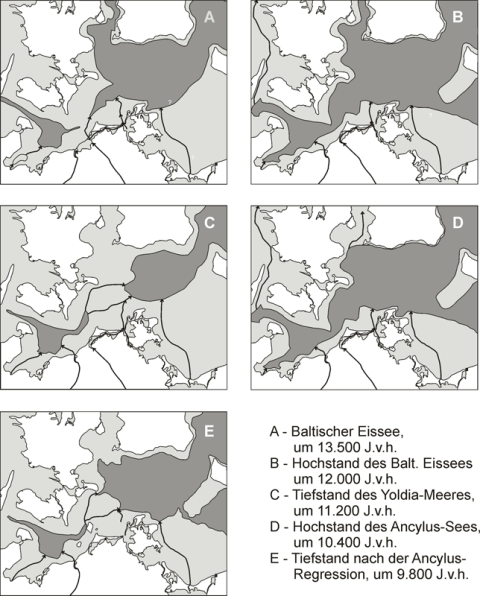 Abb. 3. Paläogeographische Entwicklung des westlichen Ostseeraumes.