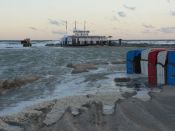 Picture storm at Warnemuende beach