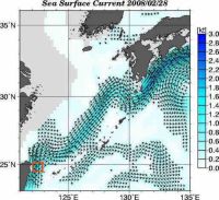 Der Kuroshio, eines der stärksten Randstromsysteme der Erde, führt in dieser Jahreszeit Wassermassen mit Strömungsgeschwindigkeiten von bis zu 3 kn durch unser Arbeitsgebiet - mit entscheidendem Einfluss auf die klimatischen Verhältnisse in Japan.