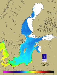 Mittlere Wasseroberflächentemperatur der Ostsee am 10.04.2011