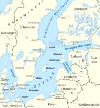 Die Ostsee auf einer Landkarte