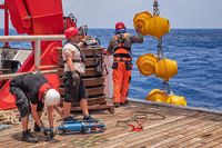 The mooring goes into the water