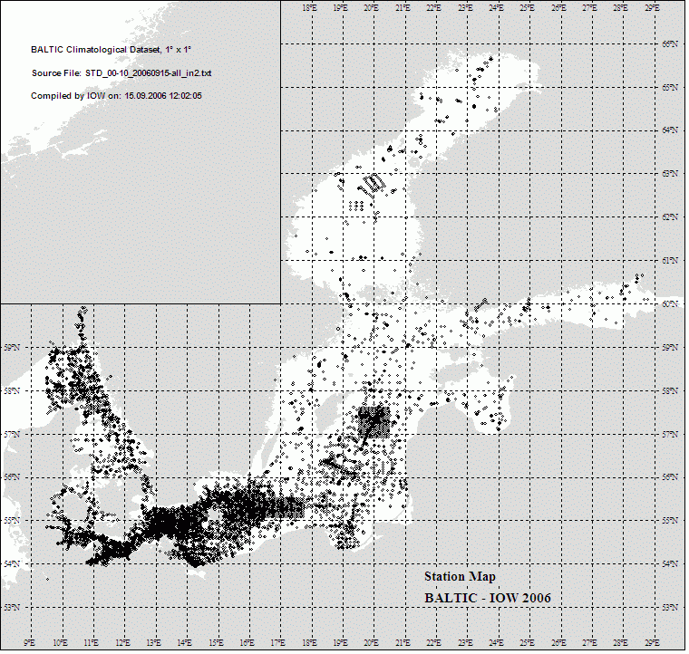 The figure shows the climatologic surface salinity 1900-2005 of the Baltic Sea from the BALTIC atlas.